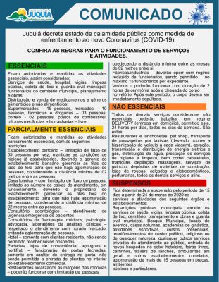 Juquiá decreta Estado de Calamidade Pública como medida de enfrentamento ao Novo Coronavírus (COVID-19)