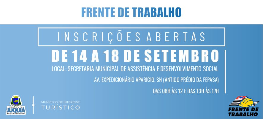 Inscrições Abertas para Frente de Trabalho