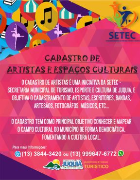 Secretaria de Turismo, Esporte e Cultura Abra Cadastro de Artistas e Espaços Culturais