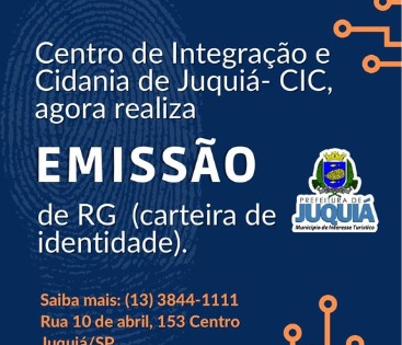 Folder sobre a emissão de RG no Centro de Integração ao Cidadão