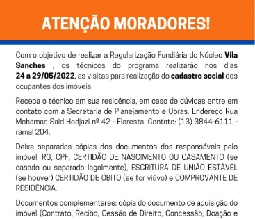 Regularização Fundiária do Núcleo Vila Sanches