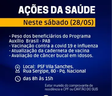 Imagem Ações da Saúde neste Sábado 28 de Maio