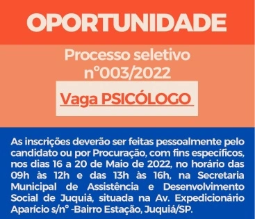 Imagem Processo Seletivo para Contratação de Psicólogo